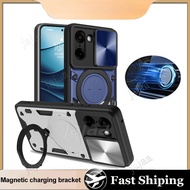 Phone Case For OPPO A6X A5 Pro 5G Global A3X A3 Pro India A60 4G Slide Camera Ring Stand Protect Cov