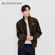 Giordano Men Jackets Cotton Corduroy Retro Jackets Polar Bear Gum Seal Stand Collar Zip Front Jacket