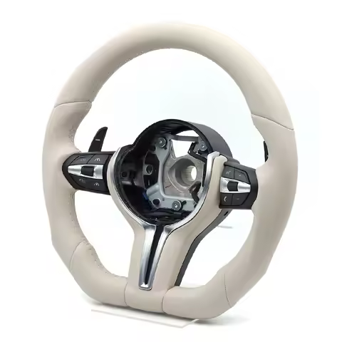 Off-White Full Leather Sports Steering Wheel for BMW F10 F11 F20 F21 F22 F25 F30 F31 F32 F33 F34 F36