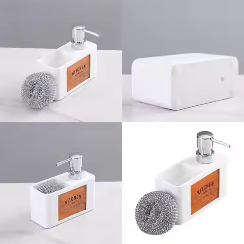 Dish Soap Dispenser with Sponge Holder,2in1 Kitchen Dishwashing Soap Dispenser