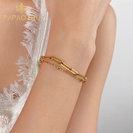 PAPAOZHU Vintage 14K Gold Layered Paper Clip Link Chain Bracelets for Women Men Hypoallergenic Wrist
