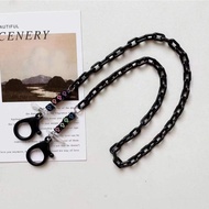 Black Simple Unique Acrylic Smiley Face Lanyard Mask Chain Glasses Chain Mask Strap Lanyard Mask Rop
