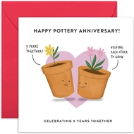 [Coisíní]  9th Wedding Anniversary Card for Husband and Wife - Cute Funny Pottery Anniversary Greeti
