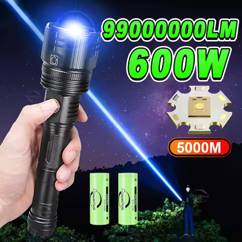 New 10000mAh White Laser Flashlights 1000000LM Ultra Powerful Flashlight Zoom USB Rechargeable Lante