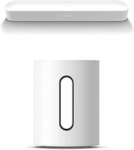 Sonos Beam Gen 2 Smart Soundbar with Dolby Atmos + Sonos Sub Mini - White