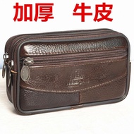 AT/👜New Phone Bag Men's Genuine Cowhide Waist Hanging Phone Case Elderly Wallet Horizontal and Vertical Single Double La