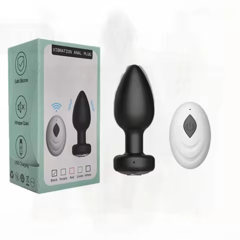 Wireless Remote Control Silicone Female Anal Plug Vibrator Black Diamond G-Spot Stimulating Masturba