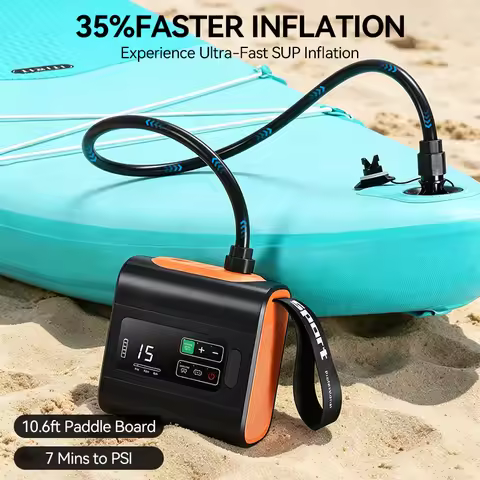 WESTTUNE Electric Paddle Board Pump Rechargeable High Pressure SUP Air Pump Dual-Stage Inflation & D