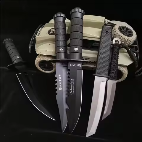 Bowie Knife Hunting Knife, 12'' Fixed Blade Bushcraft Knife with Sheath 7'' Full-tang Hunting Blade