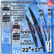 NWB Aqua Graphite (22"+17") Wiper Blade-Saga BLM FL FLX Savvy Nissan G11 N16 Latio 1.6 D40 NV200 Mat