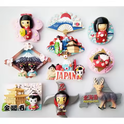 Fridge Magnet Decor Japanese tourist souvenir lucky cat Tokyo Fujiyama Kinkakuji magnetic stickers r