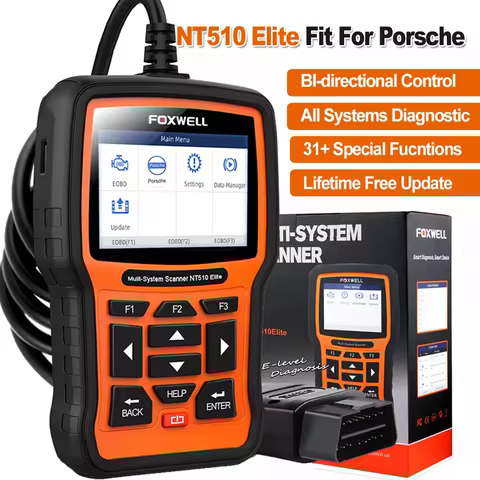 FOXWELL NT510 Elite for Porsche Car Diagnostic Car OBD2 Scanner All System Bi-Directional Diagnostic