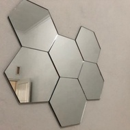 Save Package Contents 9Pcs Hexagon Mirror Glass Large Size 20x17cm Non Bevel Wall Mount Decoration