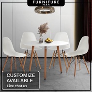 Furniture Farm: EAMES Kitchen Round Coffee Dining Table WITH 4 CHAIRS