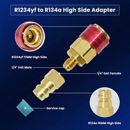 R1234YF Adapter, R1234yf to R134a Quick Coupler, High Low Side Conversion Kit for Car Auto AC Chargi