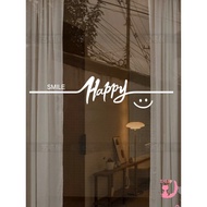 [In ] [In ] Happy Waistline Sliding Door Glass Anti-Collision Decorative Stickers Kitchen Glass Door Text English Creative Wall Stickers