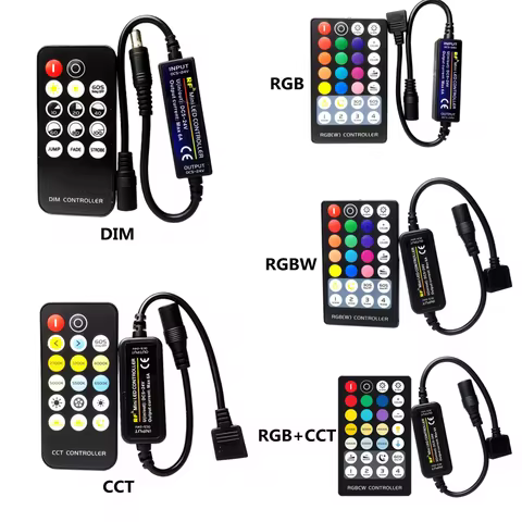 LED Strip Light Controller DC 5V 12V 24V 14 17 21 28 Keys RF Remote DIM CCT RGB RGBW RGB+CCT 2 3 4 5