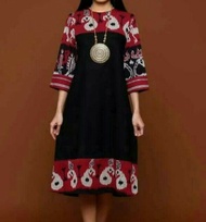 Promo dress/tunik tenun kombinasi kain katun ima