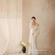 Pregnant Women Photo Studio Pregnant Women Photo Retro White Dress Pregnant Mother Photo Shooting Cl