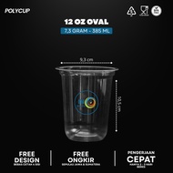 12oz OVAL CUP SCREEN PRINTING 7.3 grams - Polycup Brand - Free 4 Sided 1 Color Plastic Cup Sealer / 