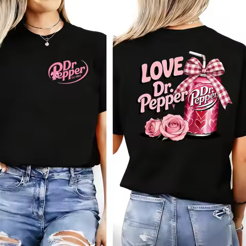 Y2K DRPEPPER Tshirt Funny DR PEPPER Shirt Women TShirt Mujer Camisa Coquette Bow Bowknot Graphic Tee