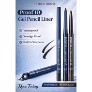 Etude House Proof 10 Gel Waterproof Eyeliner Pencil Smudge Proof Long Lasting Eyeliner Black Dark Ca