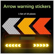 10pcs Car Reflective Sticker Tape Decal Safety Arrow Safety Warning Reflective Sticker