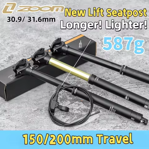 ZOOM NEW Bicycle Dropper Seatpost 31.6/30.9mm Diameter 150/200mm Travel 7075 Aluminum Alloy, Interna
