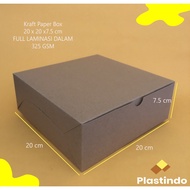 Kraft Brown Paper Box size L contains 20 pcs | Laminated Kraft Box 20x20x7.5 cm | Rice Box Snack Cak