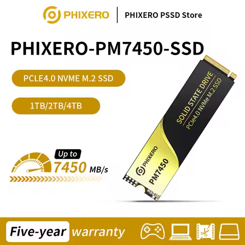 PHIXERO PCIe4.0 M.2 NVMe SSD 1TB 2TB 7450MB/S Internal Solid State Drive M Key 2280 SSD for Laptop C