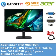 ACER EK241Y P6  23.8" FHD 144Hz IPS MONITOR (HDMI,VGA,3 YEAR WARRANTY) FREE HDMI CABLE