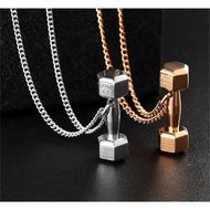 (XLM)Women Fashion Gold Exquisite Alloy Dumbbell Barbell Pendant Necklace