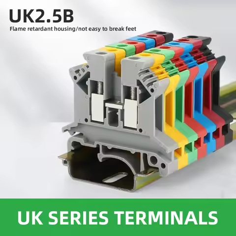 10/100pcs UK2.5B DIN Rail Terminal Block Clamp 7 Colors Screw Connector 800V 32A UK-2.5N 2.5mm Squar