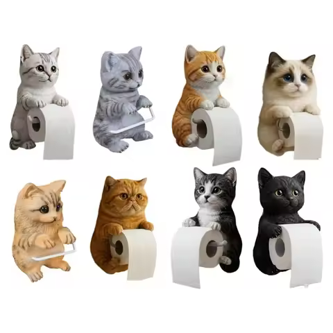 C9GC Cats Shapeds Wall Mounted Bathroom Tissue Roll Dispenser Space Saving Resin