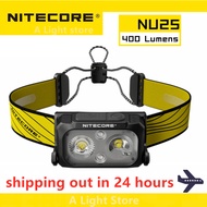 Original NITECORE NU25 Headlamp 400 lumens head light Red/White/High color outdoor Waterproof Flashlight
