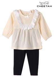Cheetah Baby Girl Regular Fit Cotton Blend Long Sleeves Suit Set - CBG-184016