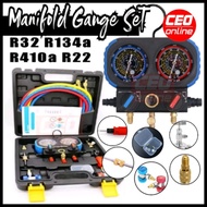 CEO 🇲🇾 ALL IN 1 Premium Manifold Gauge Set R410a R134a R32 R22 Gas Meter Aircond Rumah Kereta Aircon