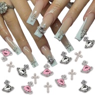 Pack of 25 Planet Nail Art Charms White Pink 3D Cross Nail Art Accessories Saturn Shape Rhinestone D