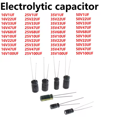 100/50/20/10pcs 16V 25V 35V 63v 50V 400V 450v Dip Aluminum Capacitor 1UF 2.2UF 3.3UF 4.7UF 6.8UF 10U