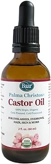 Baar Palma Christos Castor Oil, Organic, 100% Pure, Cold-Pressed, Hexane-Free Products. Helps with Conditions for Hair Growth for Eyebrows, Hair, and Eyelashes. Natural Hair Treatment Oil 2 oz.