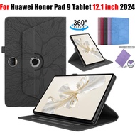 For Huawei Honor Pad 9 Tablet 12.1 inch 2024 Fashion 3D Tree 360° Rotating Drop Resistant Case Huawe