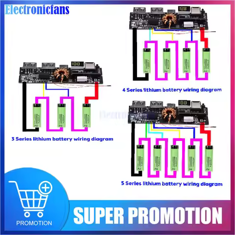 QC4.0 QC3.0 LED Dual USB PD 18650 Fast Charge 3S 65W 4S 100W 5S 100W Micro/Type-C USB Mobile Power M