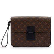 Louis Vuitton Virgil Abloh Brown Monogram Macassar Coated Canvas A4 S Lock Pouch Black Hardware, 202