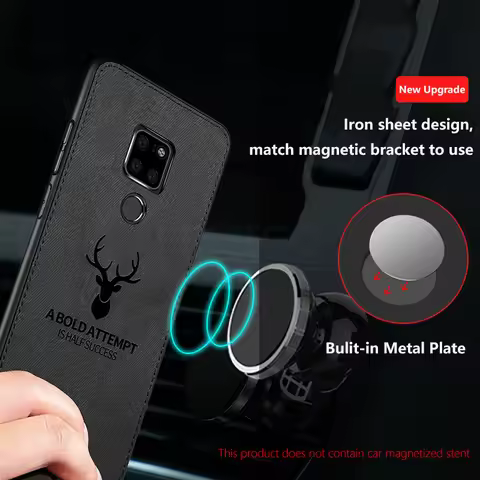 Hot Cloth Texture Deer TPU Magnetic Car Case For Huawei Mate 40 30 20 Built-in Magnet Plate Case For