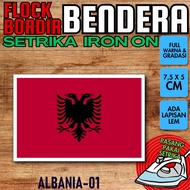 Flock iron-on Badge Patch with Flag Country Embroidery - ALBANIA [01]