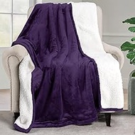 Utopia Bedding Sherpa Bed Blanket Throw Size Plum 480GSM Plush Blanket Fleece Reversible Blanket for
