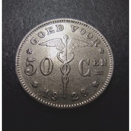 Belgie Old Coin 50 Cents Year 1928