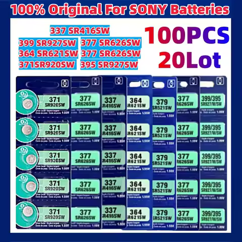 NEW 100pcs For Sony 337 SR416SW Silver Watch Battery 364 SR621SW 371 SR920SW 377 SR626SW 379 SR521SW