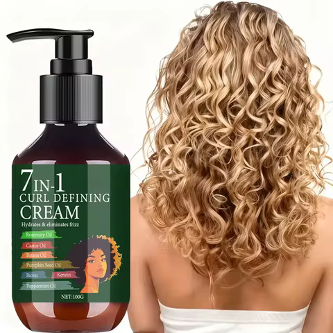 7 IN 1 Curl Defining Cream 1+1 Pack 100g with Biotin Keratin Collagen Vitamin C Moisturizing Anti Fr