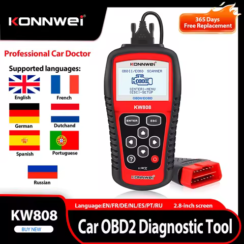 2026 KONNWEI KW808 Car OBD2 Diagnostic Tool OBDII Auto Automotive Scanner Engine Fualt Code DTC Look